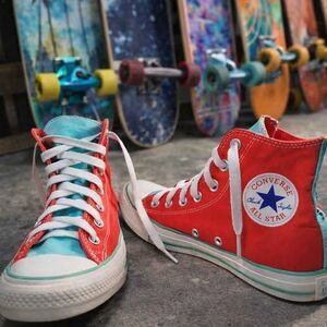 Converse Chuck Taylor High Top Red Teal Women 8 | Men 6 | Eur 39